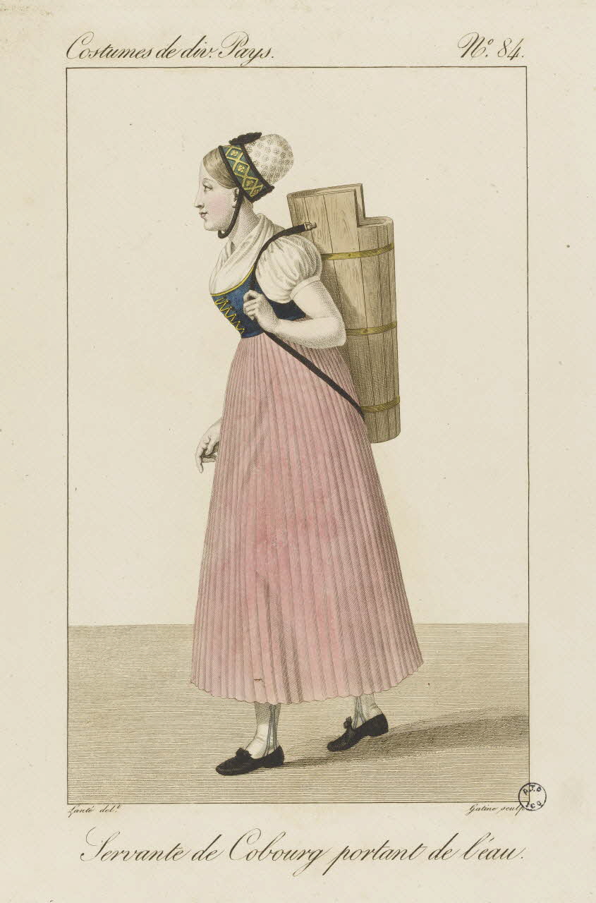 Louis-Marie Lanté ; Georges-Jacques Gatine estampe Servante de Cobourg portant de l'eau. 1827 2005.14.84 Photo RMN-Grand Palais (Mucem)