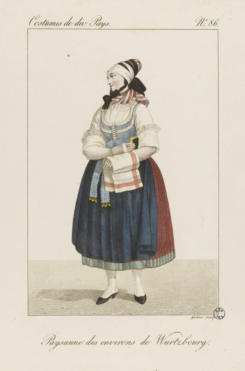Louis-Marie Lanté ; Georges-Jacques Gatine estampe Paysanne des environs de Wurtzbourg. 1827 2005.14.86 Photo RMN-Grand Palais (Mucem)