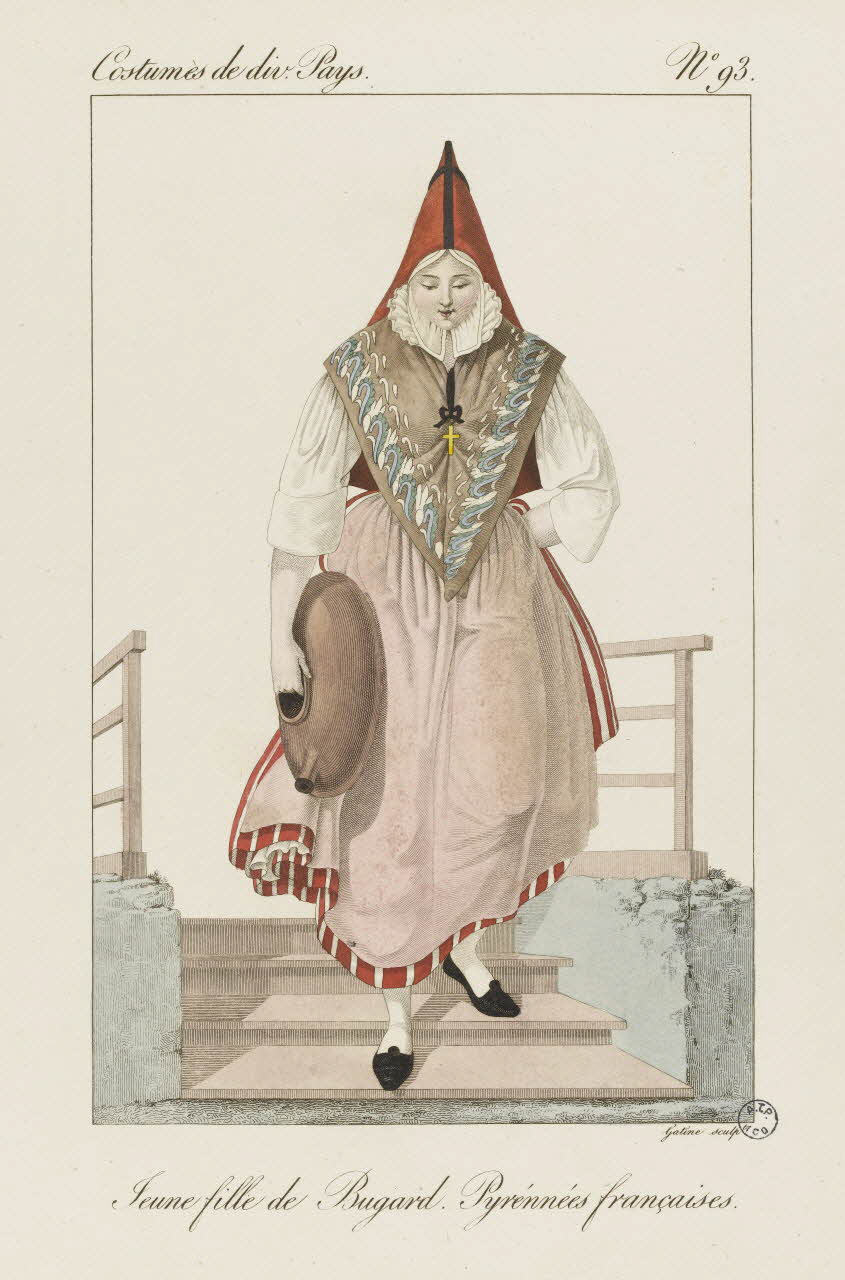 Louis-Marie Lanté ; Georges-Jacques Gatine estampe Jeune fille de Bugard. Pyrénées françaises. 1827 2005.14.93 Photo RMN-Grand Palais (Mucem)