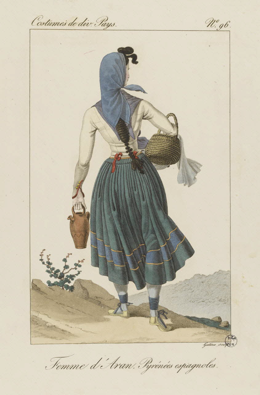 Louis-Marie Lanté ; Georges-Jacques Gatine estampe Femme d'Aran. Pyrénées espagnoles. 1827 2005.14.96 Photo RMN-Grand Palais (Mucem)