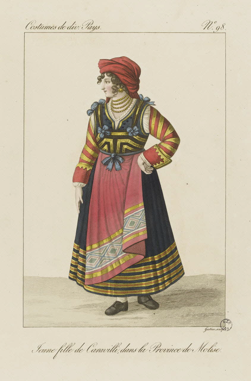 Louis-Marie Lanté ; Georges-Jacques Gatine estampe Jeune fille de Caravilli, dans la Province de Molise. 1827 2005.14.98 Photo RMN-Grand Palais (Mucem)