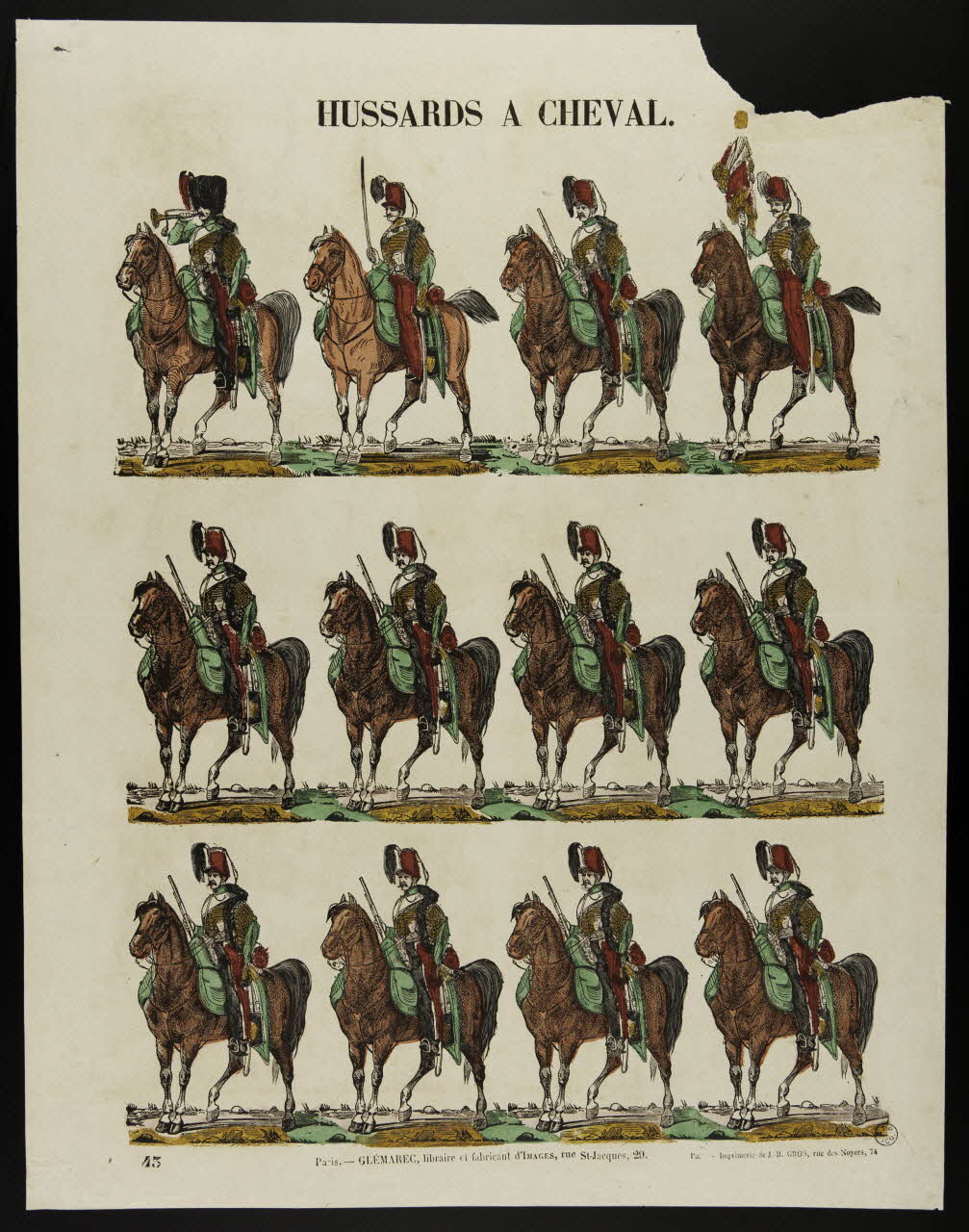 Charles-Eugène Glémarec ; Jean-Baptiste Gros à registres (3) HUSSARDS A CHEVAL. Paris 1858-1860 1953.86.1955 Photo