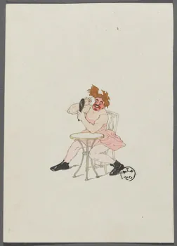 ensemble (2) Numéro de cirque : clown deguisé en femme se poudrant 1962.67.46 Photo RMN-Grand Palais (Mucem)