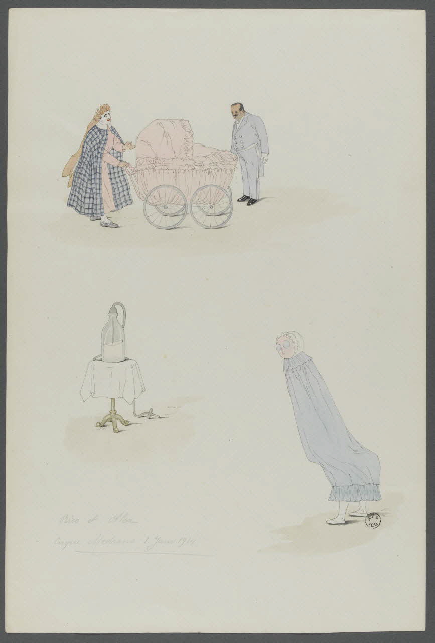 Marthe Vesque ; Juliette Vesque dessin Numéro de cirque : Bico et Alex 1914 1962.67.54 Photo RMN-Grand Palais (Mucem)