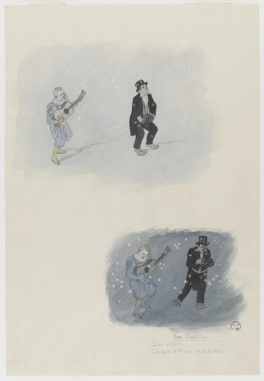 Marthe Vesque ; Juliette Vesque dessin Numéro de cirque : les Fratellini 1924 1962.67.55 Photo RMN-Grand Palais (Mucem)