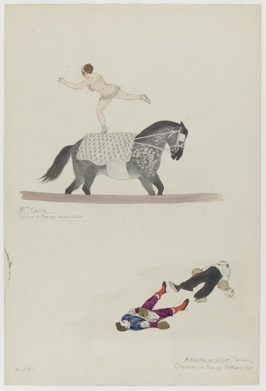 Marthe Vesque ; Juliette Vesque dessin Mme Carré  Cirque A. Rancy  Adolphe et Ollier, "la boxe" Adolphe et Ollier 1921 1962.67.75 Photo RMN-Grand Palais (Mucem)