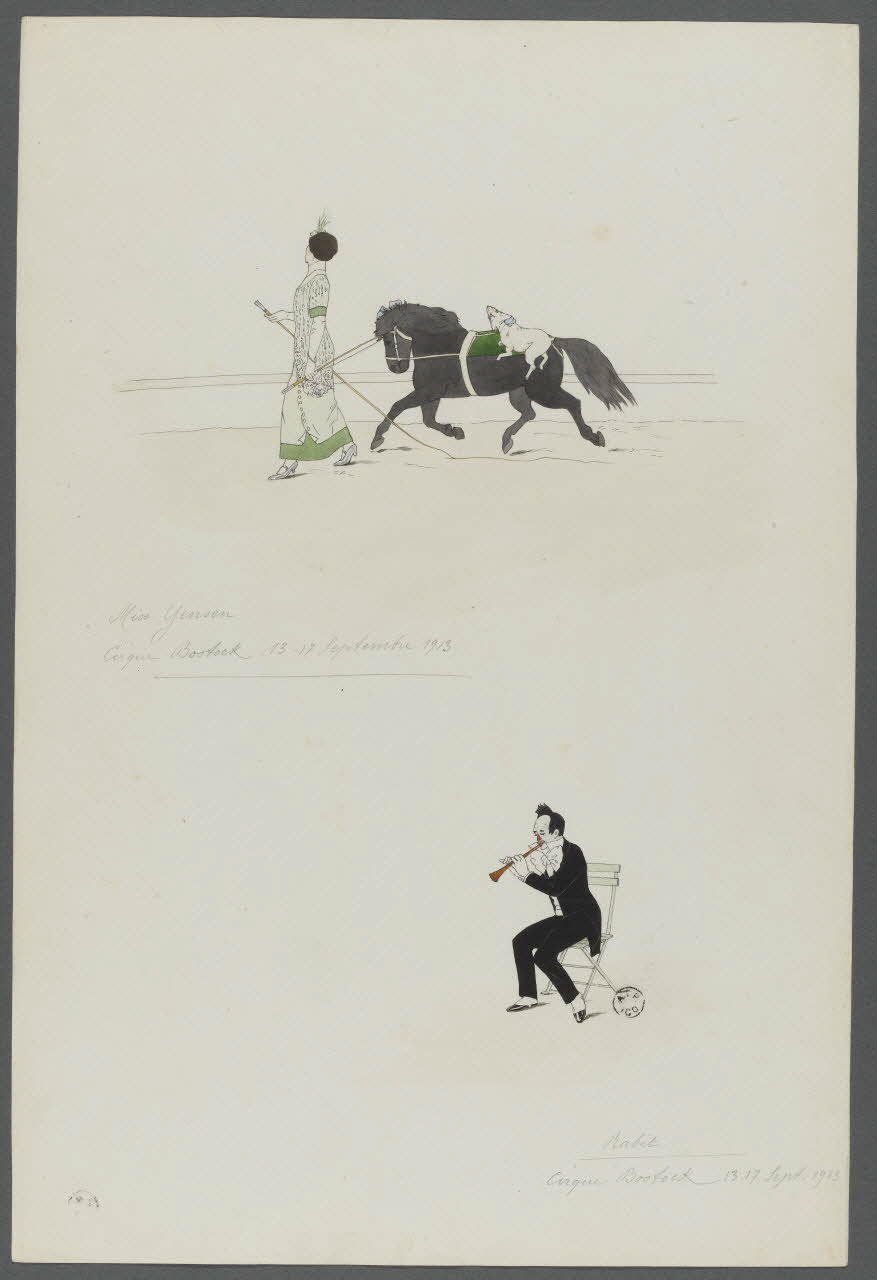 Marthe Vesque ; Juliette Vesque dessin Numéros de cirque : Miss Yensen et Rabit 1913 1962.67.80 Photo RMN-Grand Palais (Mucem)