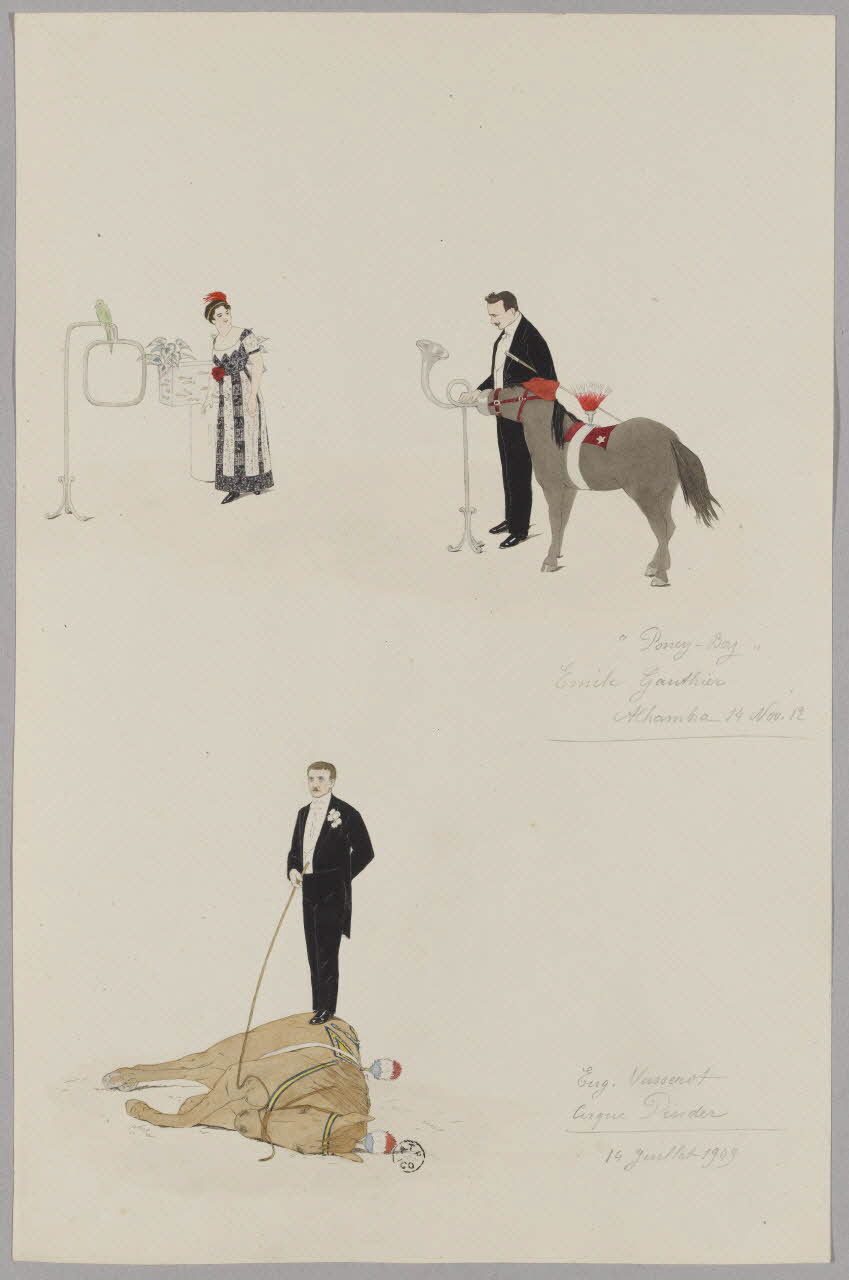 Marthe Vesque ; Juliette Vesque album Numéro de cirque : Poney-Boy, Emile Gauthier, Eug. Vasserot 1909 1962.67.82 Photo RMN-Grand Palais (Mucem)