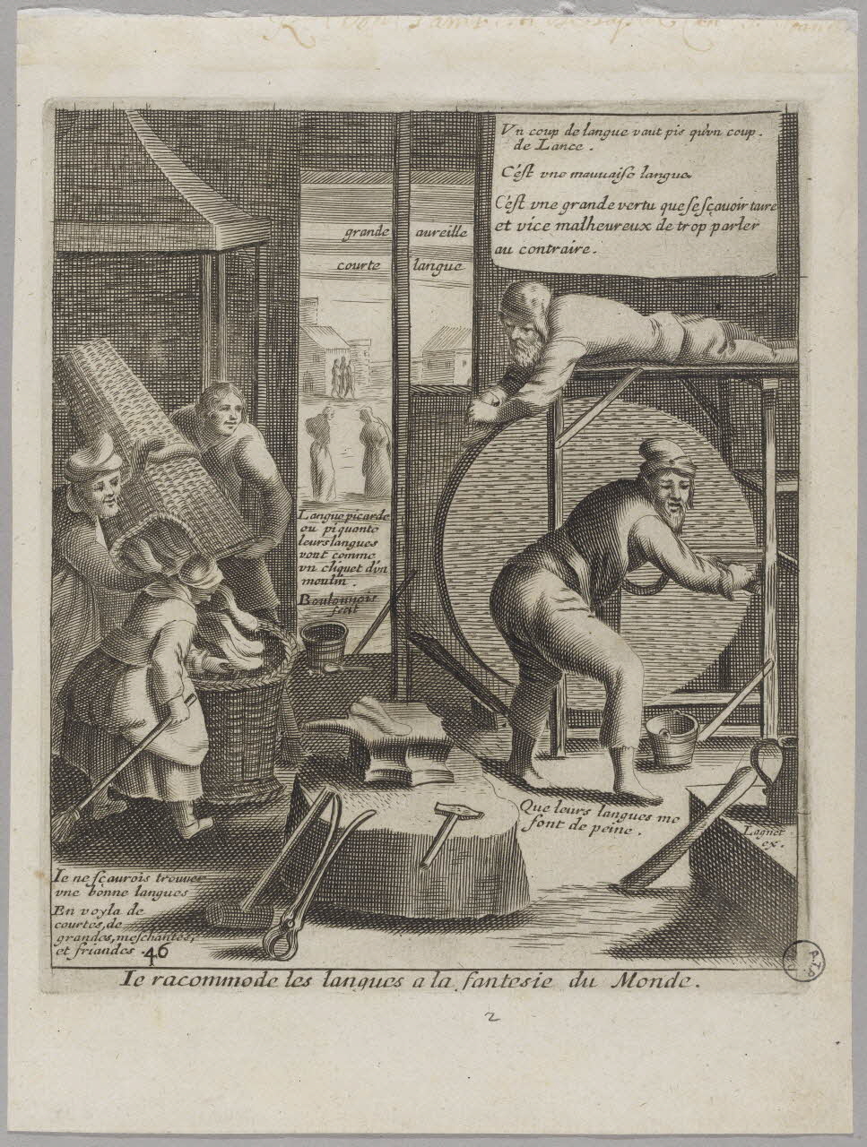 Boulonnois Esme de ; Lagniet Jacques imagerie ancienne Je racommode les langues a la fantesie du Monde. 1652-1662 1975.86.21 Photo RMN-Grand Palais (Mucem)