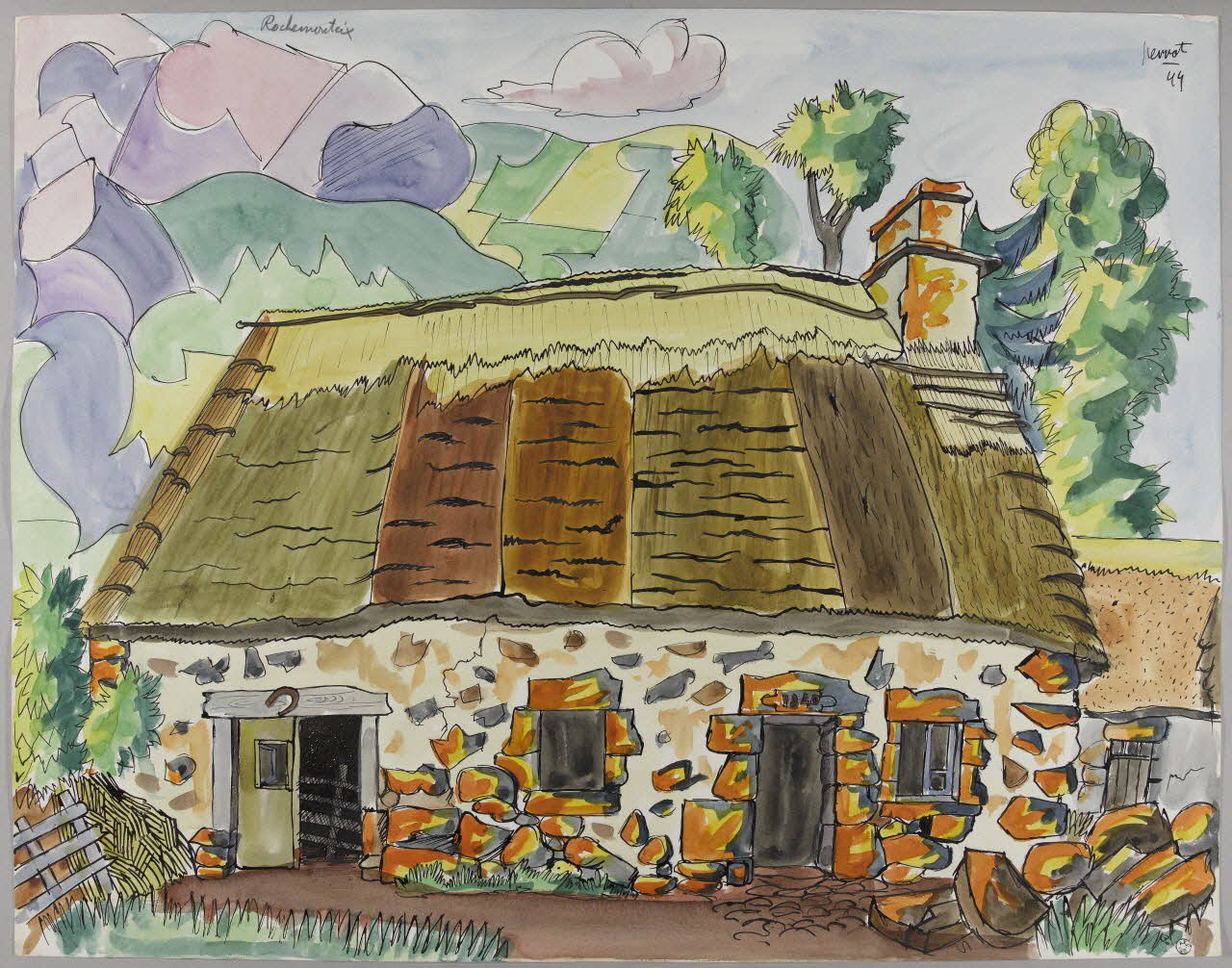 René Perrot dessin Rochemonteix Auvergne, France 1944 1944.10.46 Photo RMN-Grand Palais (Mucem)/ Franck Raux