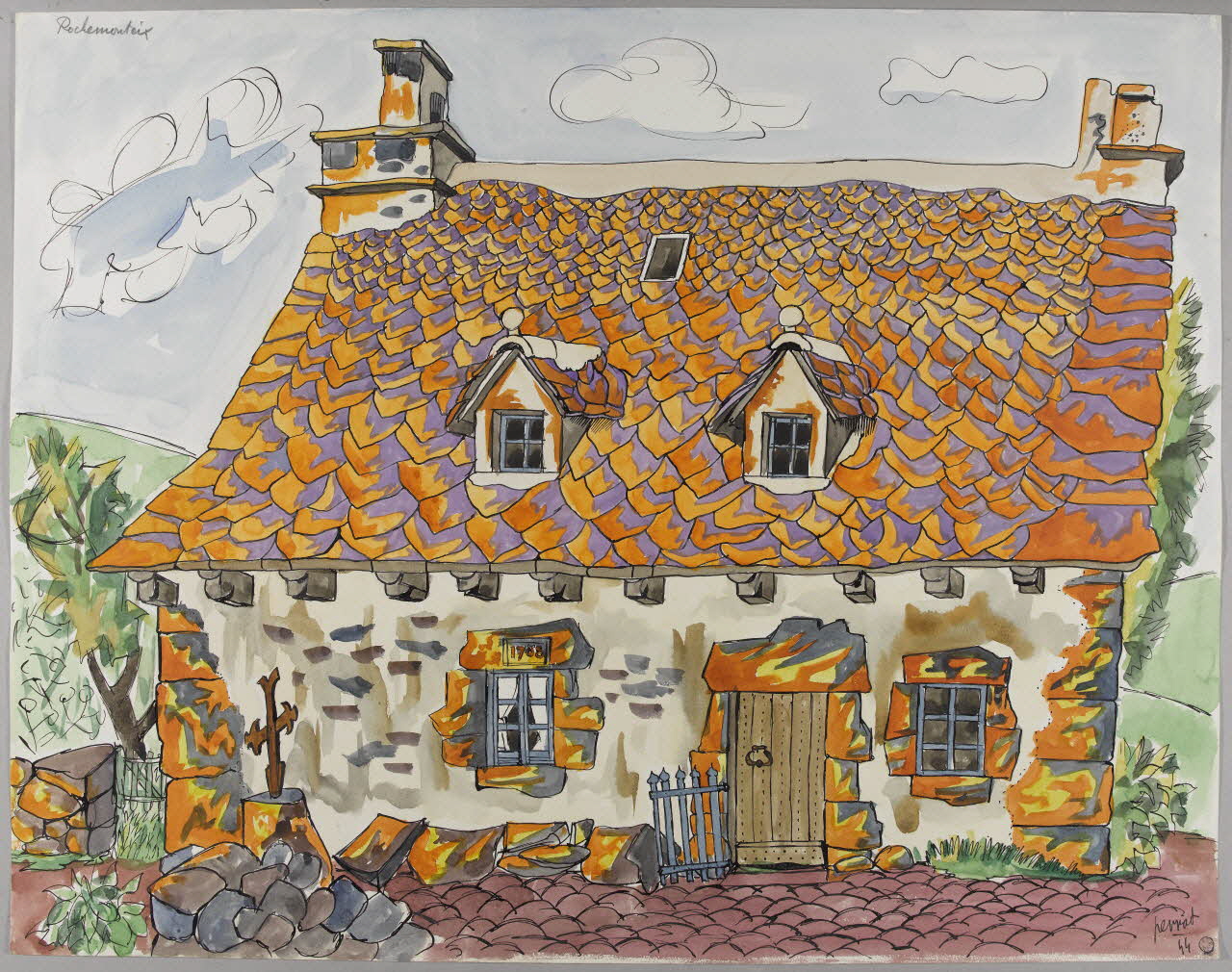 René Perrot dessin Rochemonteix Auvergne, France 1944 1944.10.49 Photo RMN-Grand Palais (Mucem)/ Franck Raux