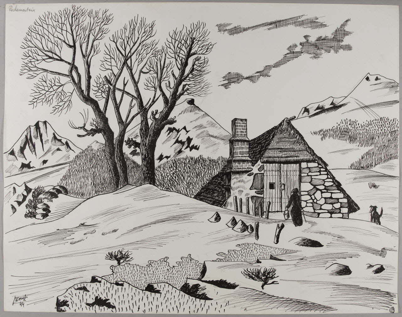 René Perrot dessin Rochemonteix Auvergne, France 1944 1944.10.50 Photo RMN-Grand Palais (Mucem)/ Franck Raux