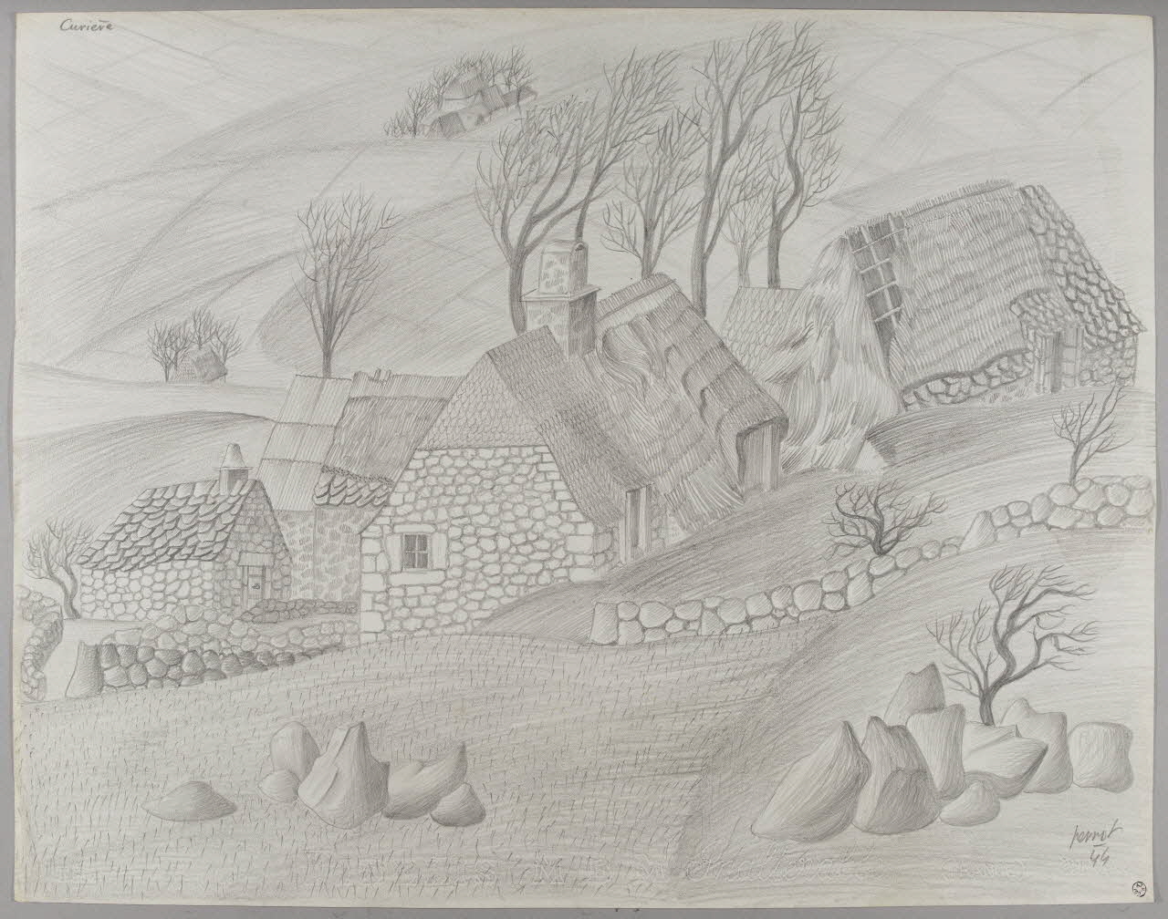 René Perrot dessin Ferme à Curière Auvergne, France 1944 1944.10.54  Photo RMN-Grand Palais (Mucem)/ Franck Raux