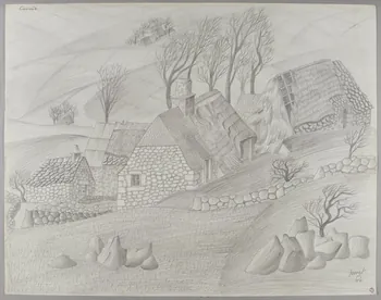 René Perrot dessin Ferme à Curière Auvergne, France 1944 1944.10.54  Photo RMN-Grand Palais (Mucem)/ Franck Raux