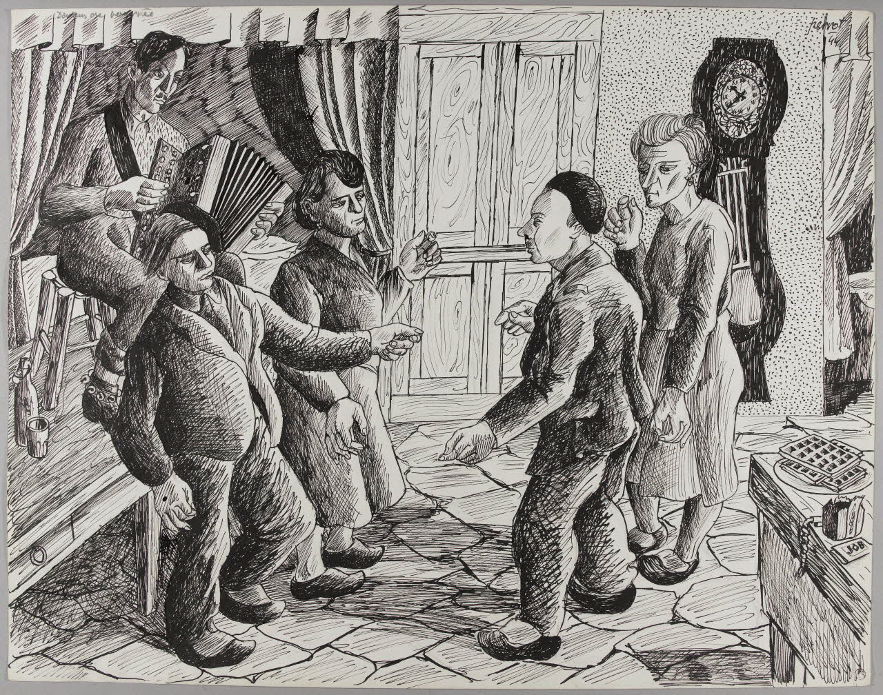 René Perrot dessin Danseurs de bourrée Auvergne, France 1944 1944.10.62 Photo RMN-Grand Palais (Mucem)/ Franck Raux