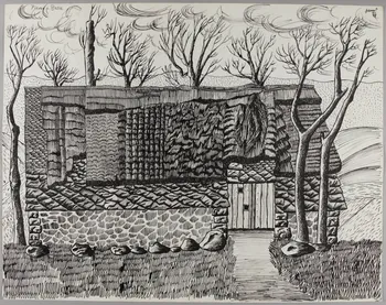 René Perrot dessin Ferme à Pierre-Besse Auvergne, France 1944 1944.10.65  Photo RMN-Grand Palais (Mucem)/ Franck Raux