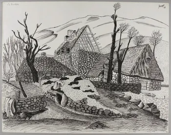René Perrot dessin Ferme à la Bastide Auvergne, France 1944 1944.10.69  Photo RMN-Grand Palais (Mucem)/ Franck Raux