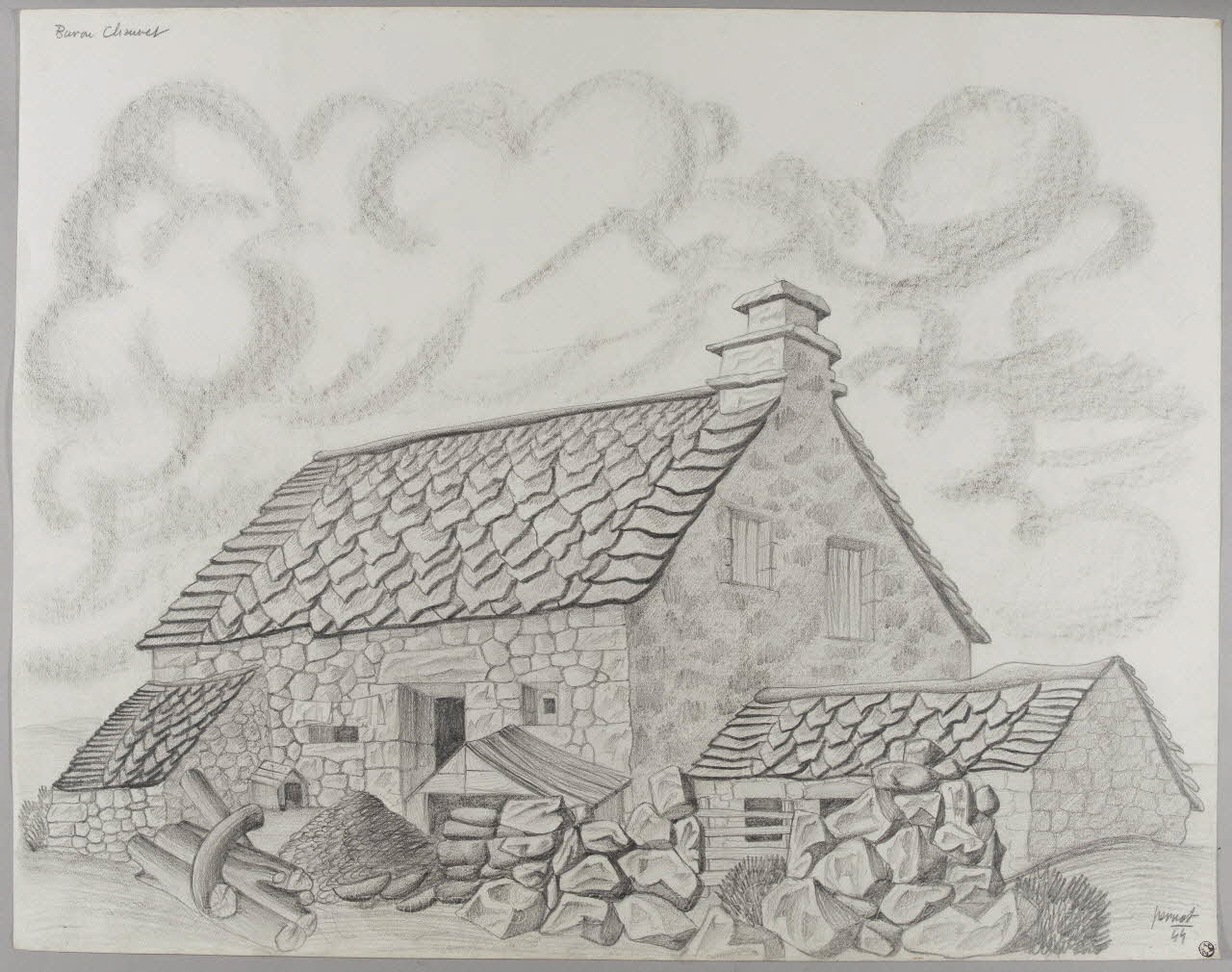 René Perrot dessin Buron Chauvet Auvergne, France 1944 1944.10.72 Photo RMN-Grand Palais (Mucem)/ Franck Raux