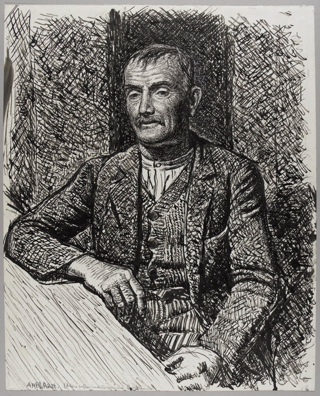 Jean Amblard dessin Portrait d'Antoine Gauffier conseiller municipal à Montcheneix (Puy-de-Dôme) 1944 1944.3.32 Photo RMN-Grand Palais (Mucem)/ Franck Raux