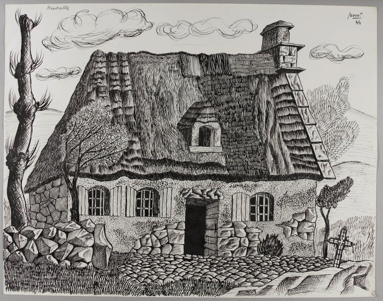 René Perrot dessin Mandailles Auvergne, France 1944 1944.10.94  Photo RMN-Grand Palais (Mucem)/ Franck Raux