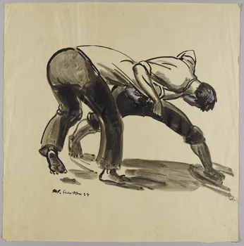 René-Yves Creston dessin Une parade de croc en jambe Scaër 1934 1945.3.5 Photo RMN-Grand Palais (Mucem)/ Franck Raux