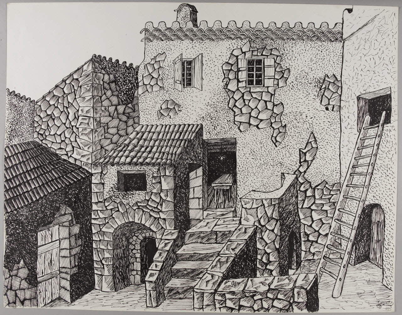René Perrot dessin Maison catalane Occitanie, France 1945 1945.6.28 Photo RMN-Grand Palais (Mucem)/ Franck Raux