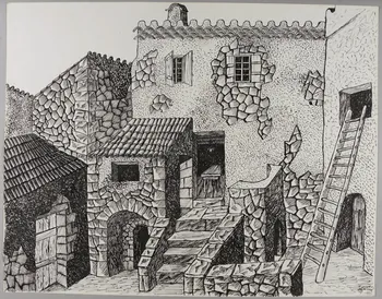 René Perrot dessin Maison catalane Occitanie, France 1945 1945.6.28 Photo RMN-Grand Palais (Mucem)/ Franck Raux