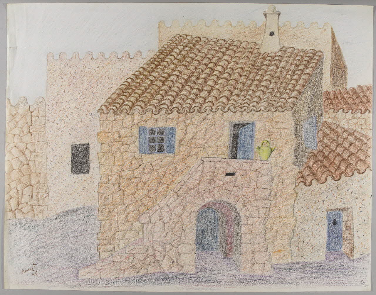 René Perrot dessin Maisons catalanes Occitanie, France 1945 1945.6.29 Photo RMN-Grand Palais (Mucem)/ Franck Raux