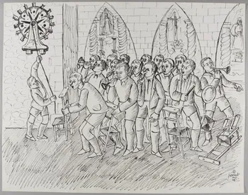 René Perrot dessin Arles-sur-Tech (Pyrénées-Orientales) Jeudi Saint - manifestation antisémite Occitanie, France 1945 1945.6.3 Photo RMN-Grand Palais (Mucem)/ Franck Raux