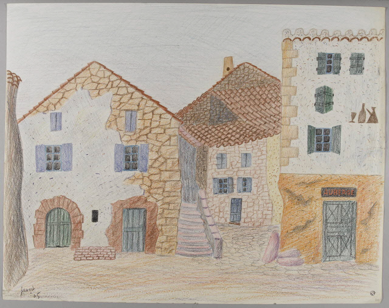 René Perrot dessin Maison catalane, extérieur Occitanie, France 1945 1945.6.30 Photo RMN-Grand Palais (Mucem)/ Franck Raux
