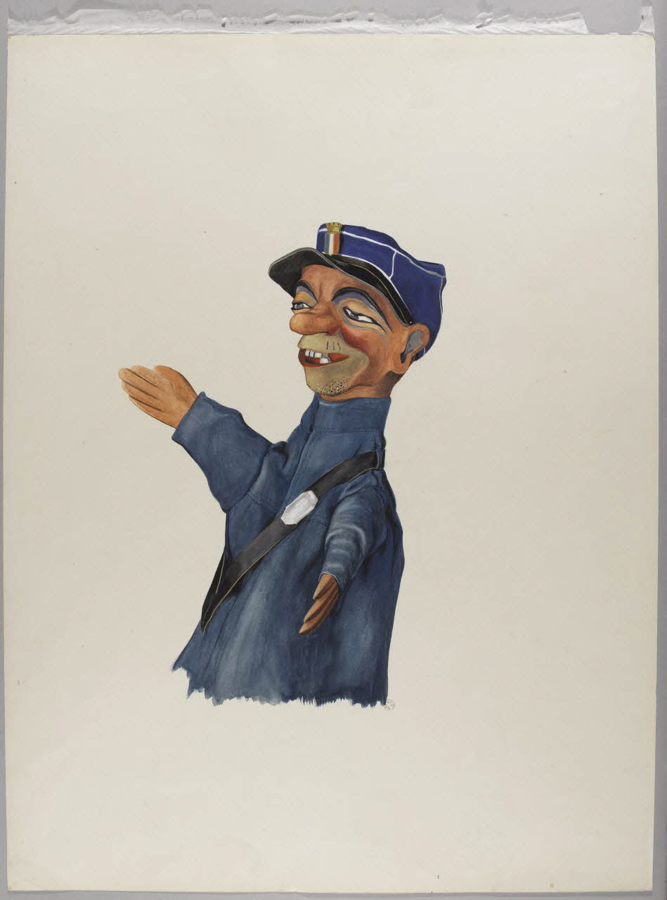 Pierre Dourdaine dessin Marionnette : le garde champêtre 1945 1945.8.2 Photo RMN-Grand Palais (Mucem)