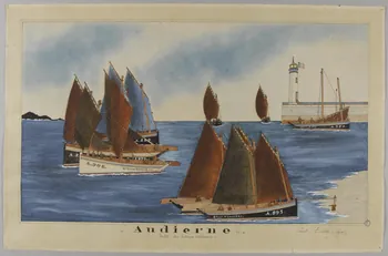 Pajot Paul Emile dessin "Audierne"  "Entrée des bateaux sardiniers." 1930 1946.3.1 Photo RMN-Grand Palais (Mucem)