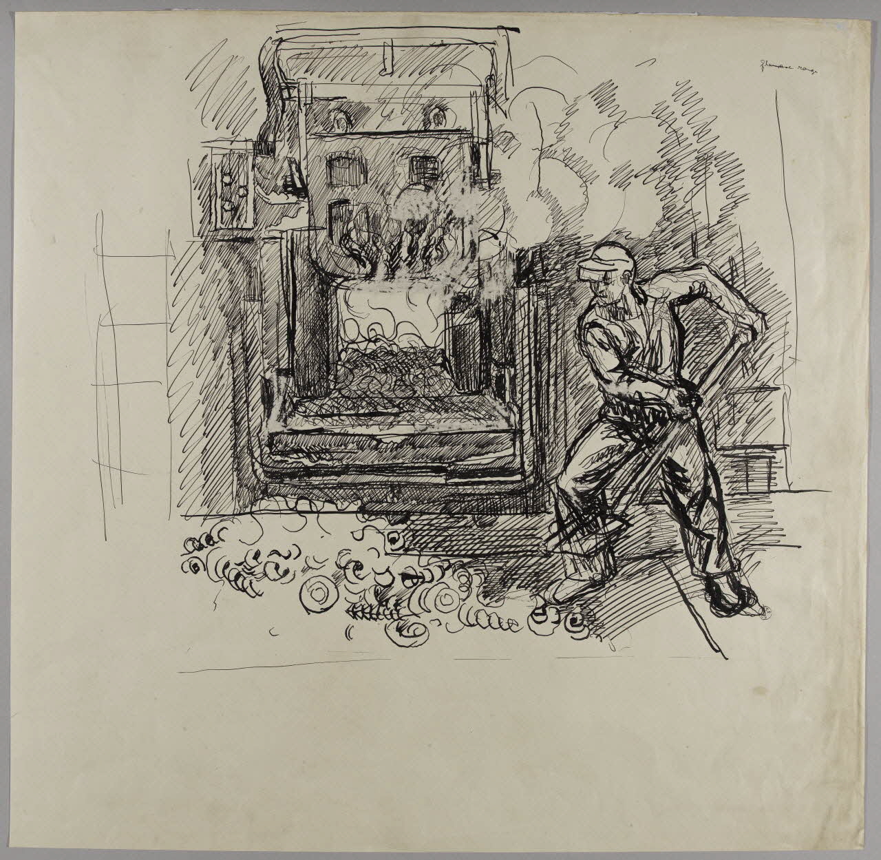 Jean Amblard dessin Chargeur du four électrique 1947 1947.44.3 Photo RMN-Grand Palais (Mucem)