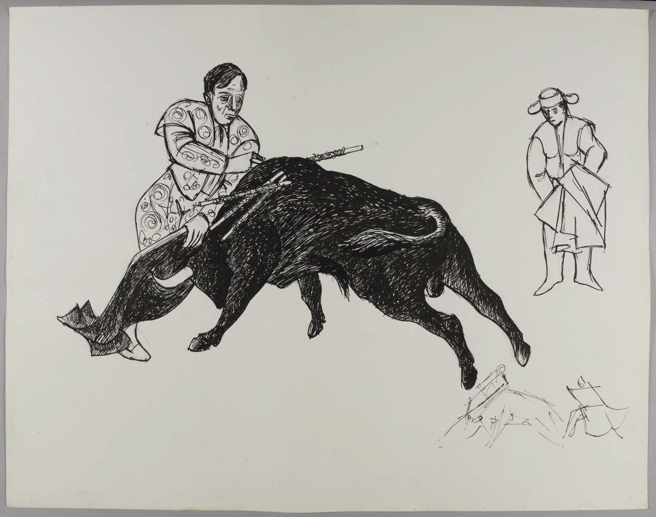 René Perrot dessin Scène de tauromachie Occitanie, France 1945 1948.50.10 Photo RMN-Grand Palais (Mucem)/ Franck Raux