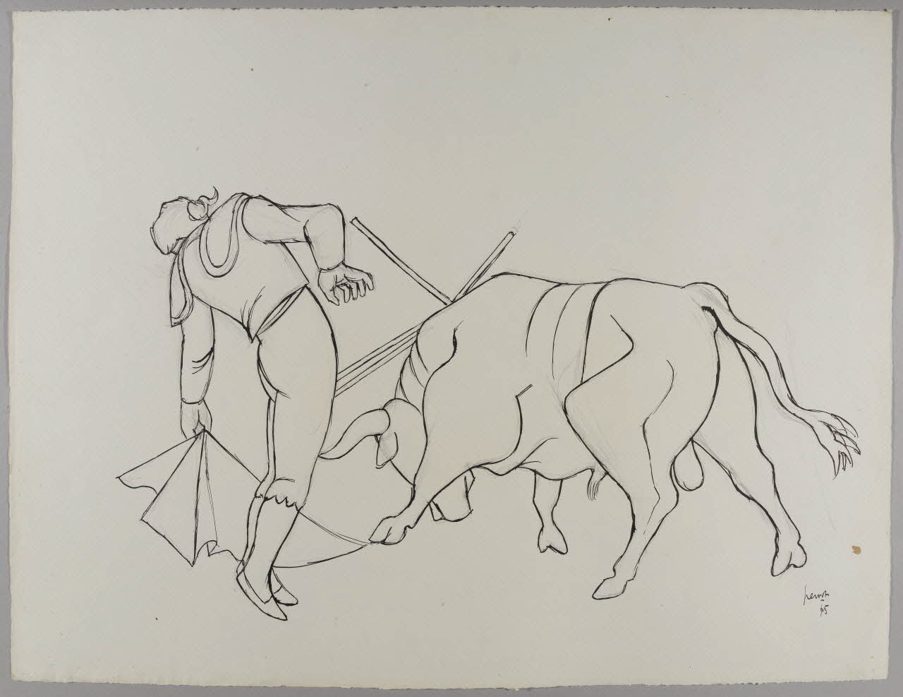 René Perrot dessin Scène de tauromachie Occitanie, France 1945 1948.50.13 Photo RMN-Grand Palais (Mucem)/ Franck Raux