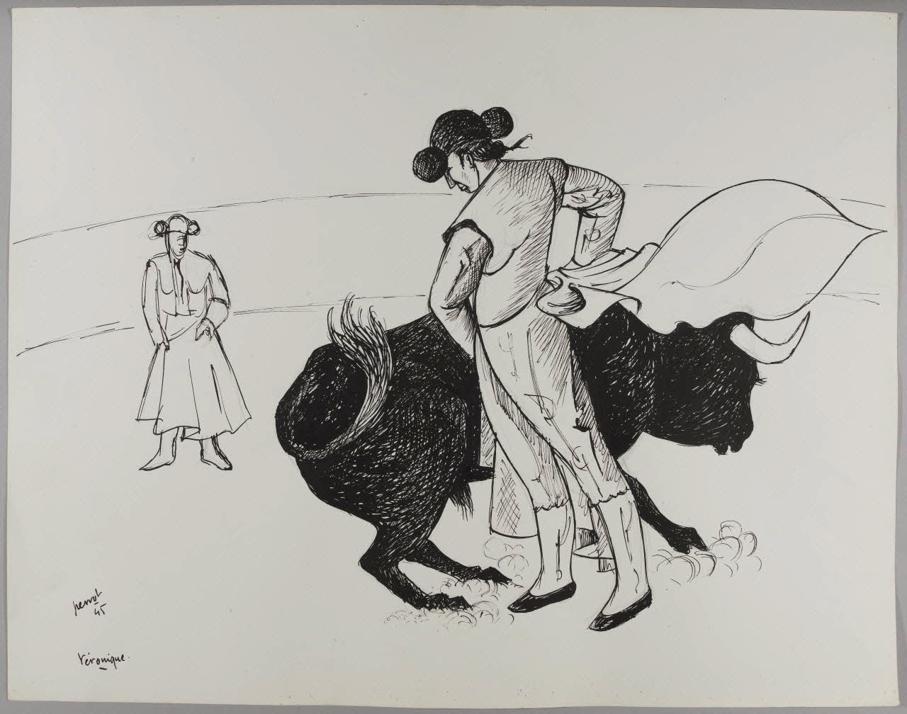 René Perrot dessin Scène de tauromachie Occitanie, France 1945 1948.50.14 Photo RMN-Grand Palais (Mucem)/ Franck Raux