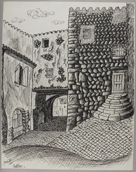 René Perrot dessin Catllar, passage sous une maison Occitanie, France 1946 1948.50.17 Photo RMN-Grand Palais (Mucem)/ Franck Raux