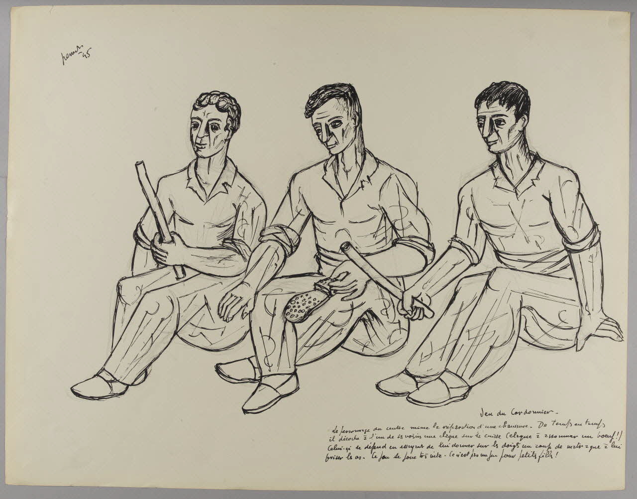 René Perrot dessin Jeu du Cordonnier Occitanie, France 1945 1948.50.26 Photo RMN-Grand Palais (Mucem)/ Franck Raux