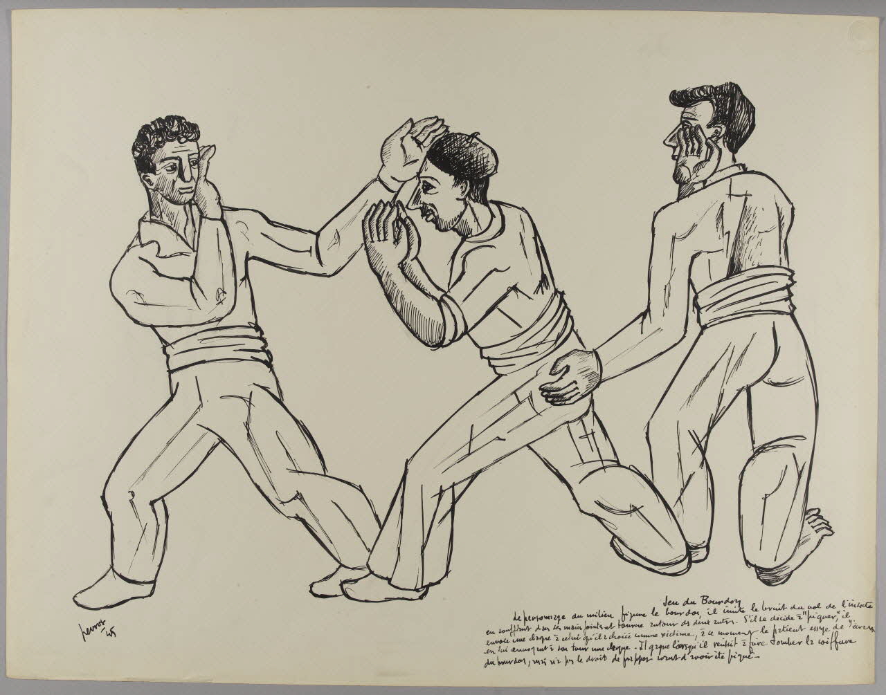 René Perrot dessin Jeu du Bourdon Occitanie, France 1945 1948.50.27 Photo RMN-Grand Palais (Mucem)/ Franck Raux