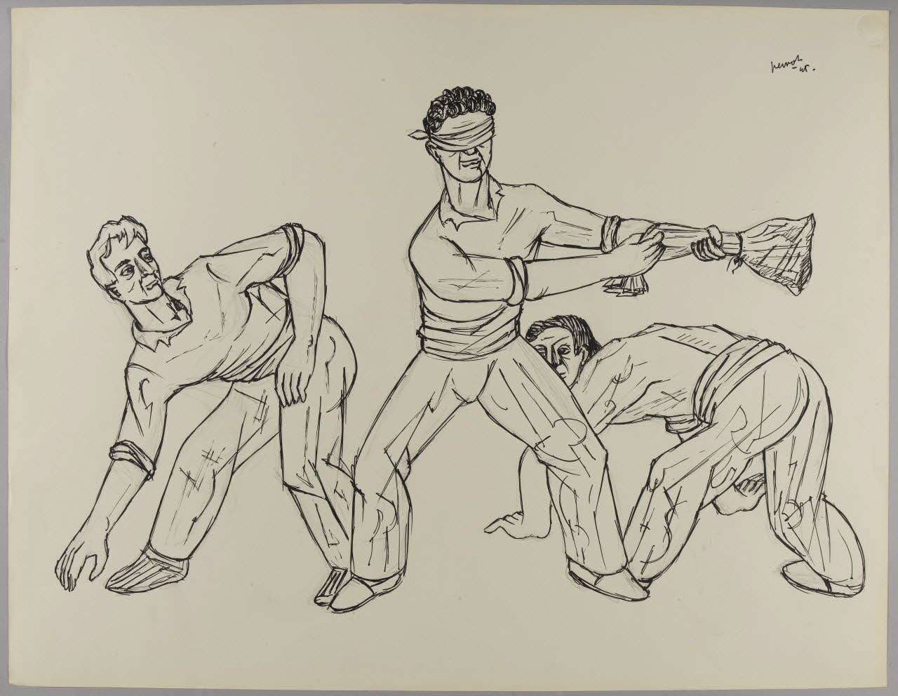 René Perrot dessin Hommes jouant Occitanie, France 1945 1948.50.28 Photo RMN-Grand Palais (Mucem)/ Franck Raux
