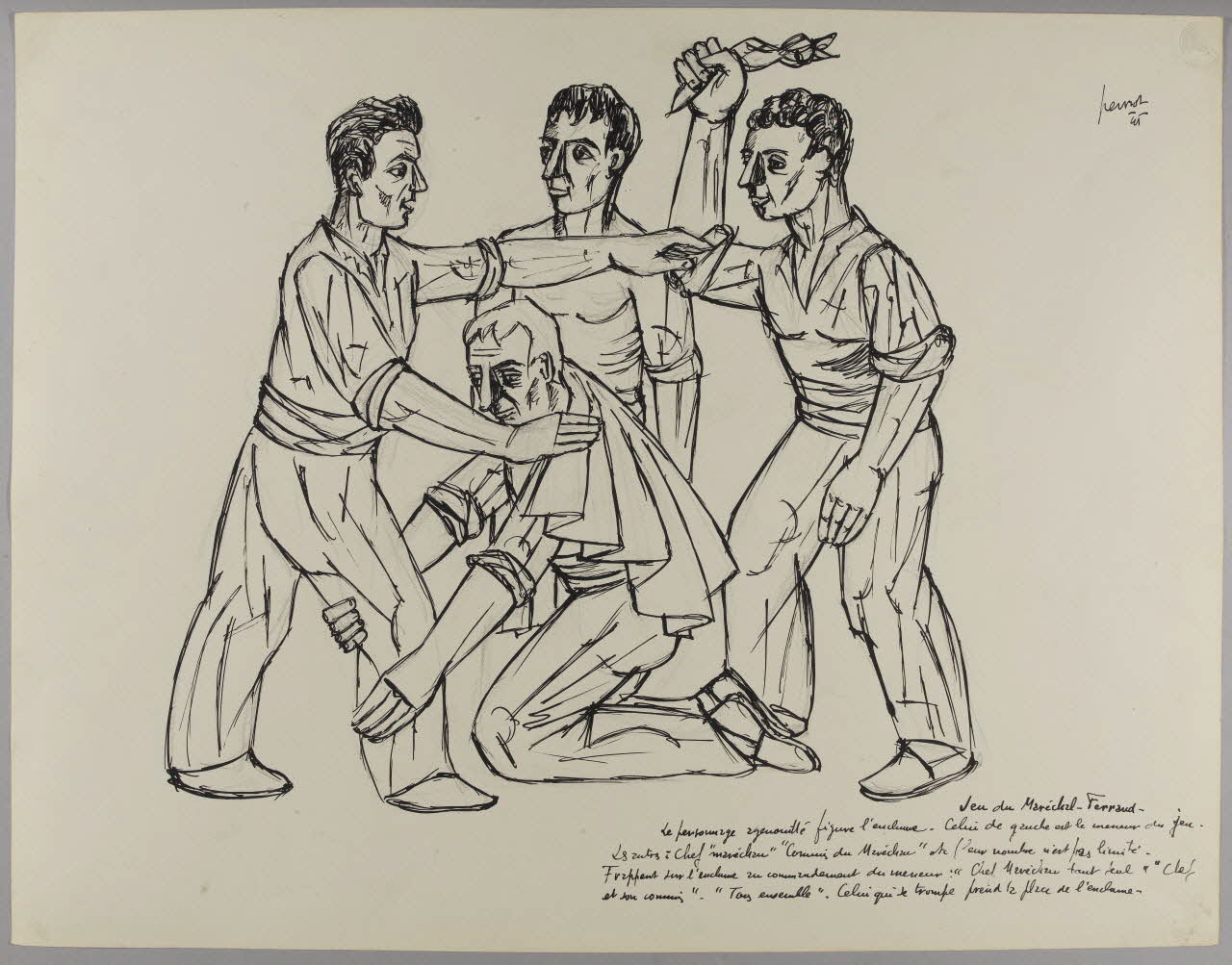 René Perrot dessin Jeu du Maréchal - Ferrand Occitanie, France 1945 1948.50.32 Photo RMN-Grand Palais (Mucem)/ Franck Raux