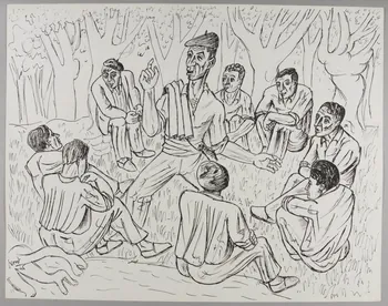 René Perrot dessin Hommes jouant en plein air Occitanie, France 1945 1948.50.35 Photo RMN-Grand Palais (Mucem)/ Franck Raux