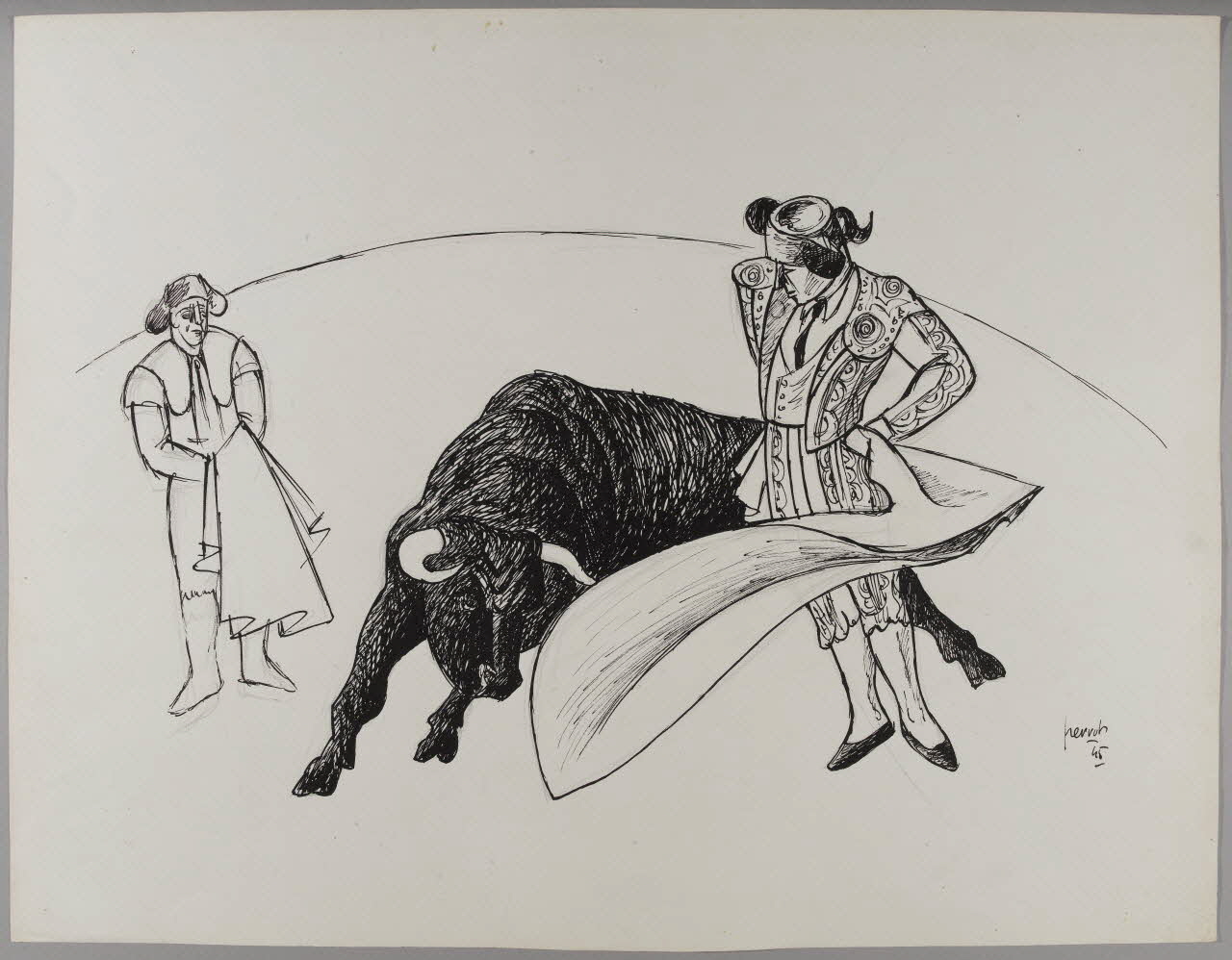 René Perrot dessin Scène de tauromachie Occitanie, France 1945 1948.50.6 Photo RMN-Grand Palais (Mucem)/ Franck Raux