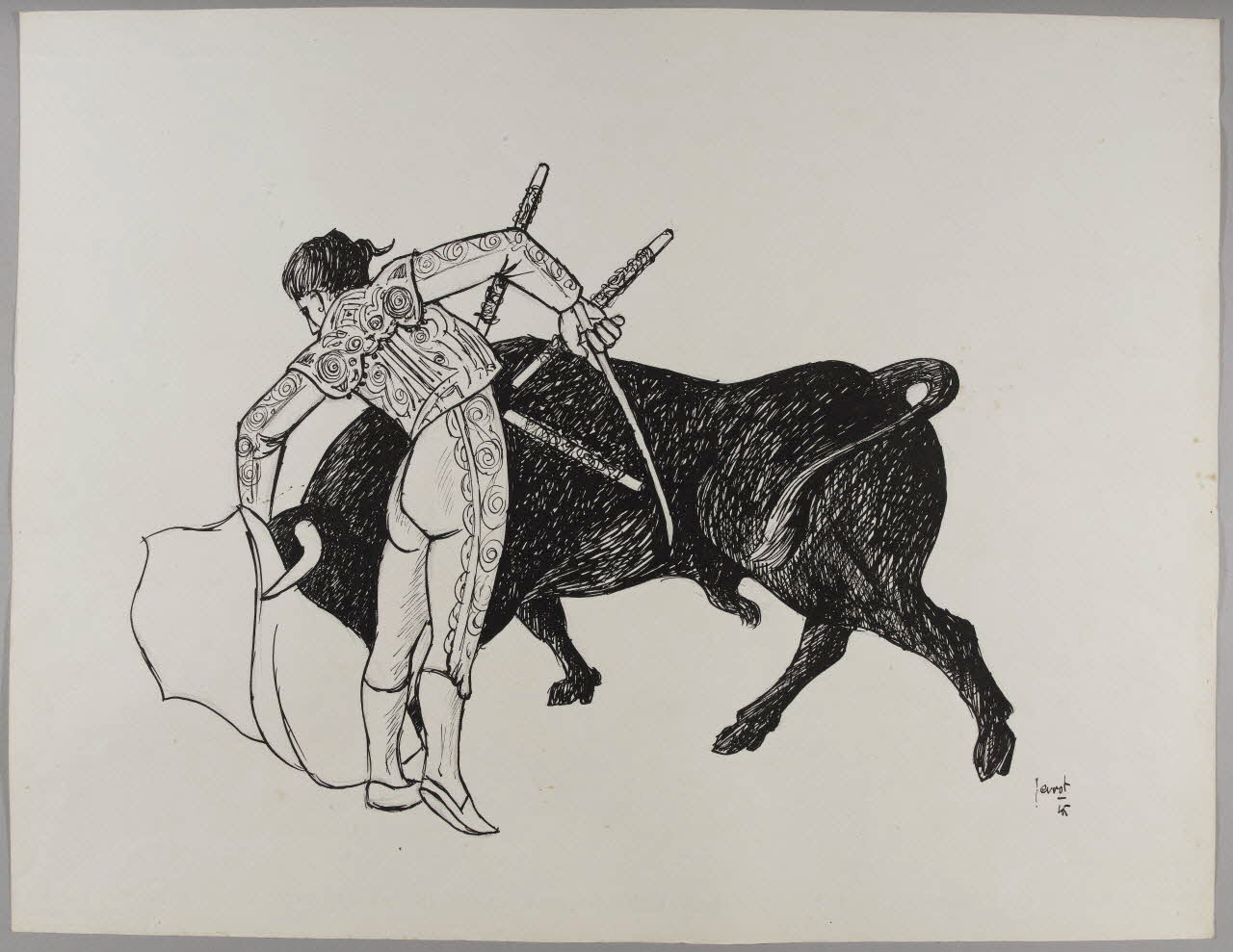René Perrot dessin Scène de tauromachie Occitanie, France 1945 1948.50.7 Photo RMN-Grand Palais (Mucem)/ Franck Raux