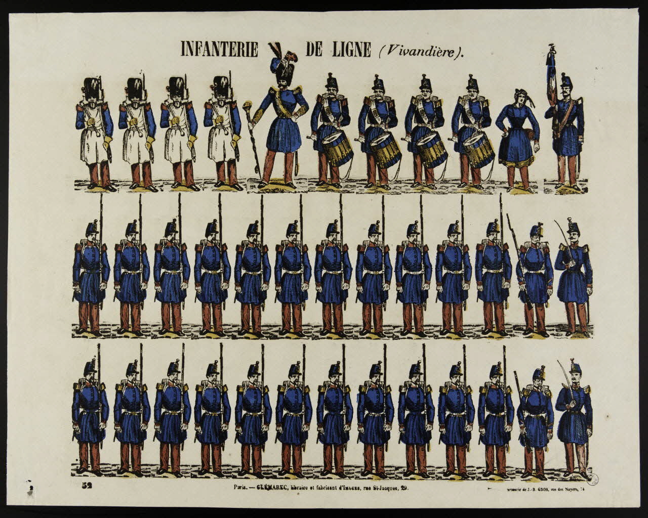 Charles-Eugène Glémarec ; Jean-Baptiste Gros à registres (3) INFANTERIE DE LIGNE (Vivandière). Paris 1858-1860 1953.86.2191 Photo