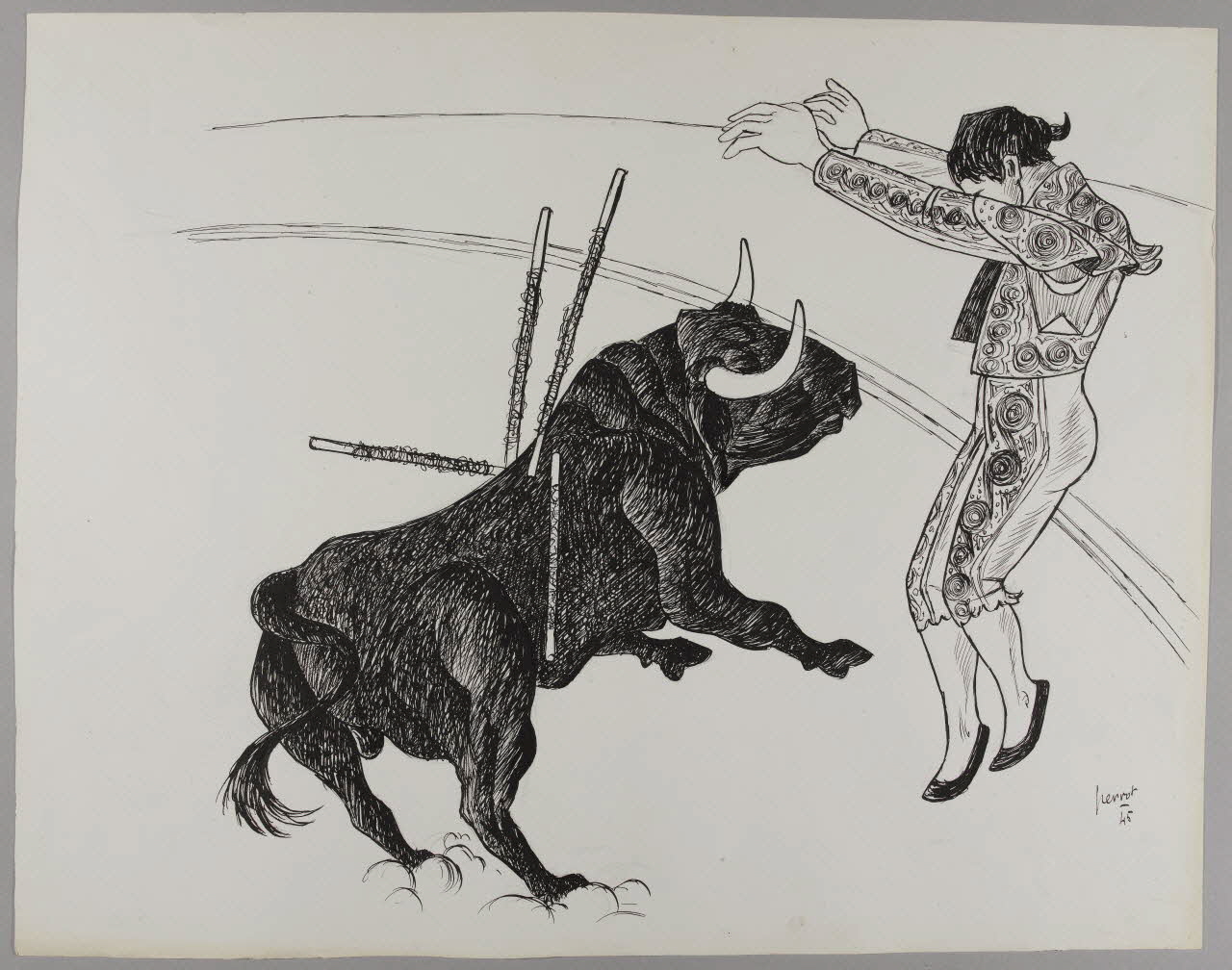 René Perrot dessin Scène de tauromachie Occitanie, France 1945 1948.50.8 Photo RMN-Grand Palais (Mucem)/ Franck Raux