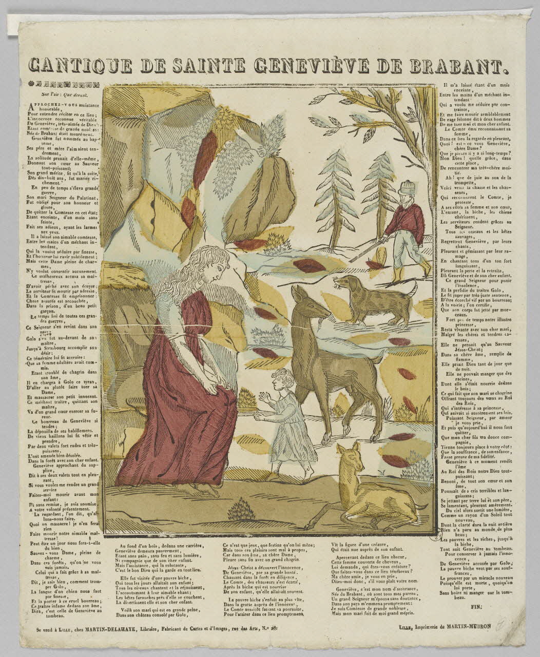 Henri Alexandre Joseph Martin-Delahaye ; Martin-Muiron Louis imagerie ancienne CANTIQUE DE SAINTE GENEVIEVE DE BRABANT. Lille 1820-1833 1953.12.32 Photo RMN-Grand Palais (Mucem)