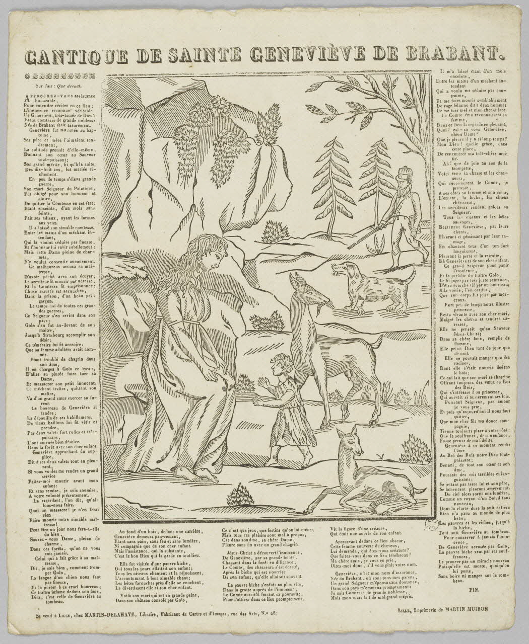 Henri Alexandre Joseph Martin-Delahaye ; Martin-Muiron Louis imagerie ancienne CANTIQUE DE SAINTE GENEVIEVE DE BRABANT. Lille 1820-1833 1965.75.410 Photo RMN-Grand Palais (Mucem)