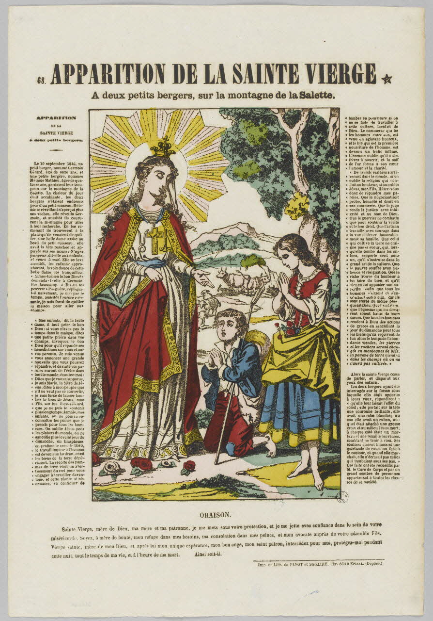 Pinot et Sagaire estampe APPARITION DE LA SAINTE VIERGE Lorraine, France 1846 1953.86.104 Photo RMN-Grand Palais (Mucem)