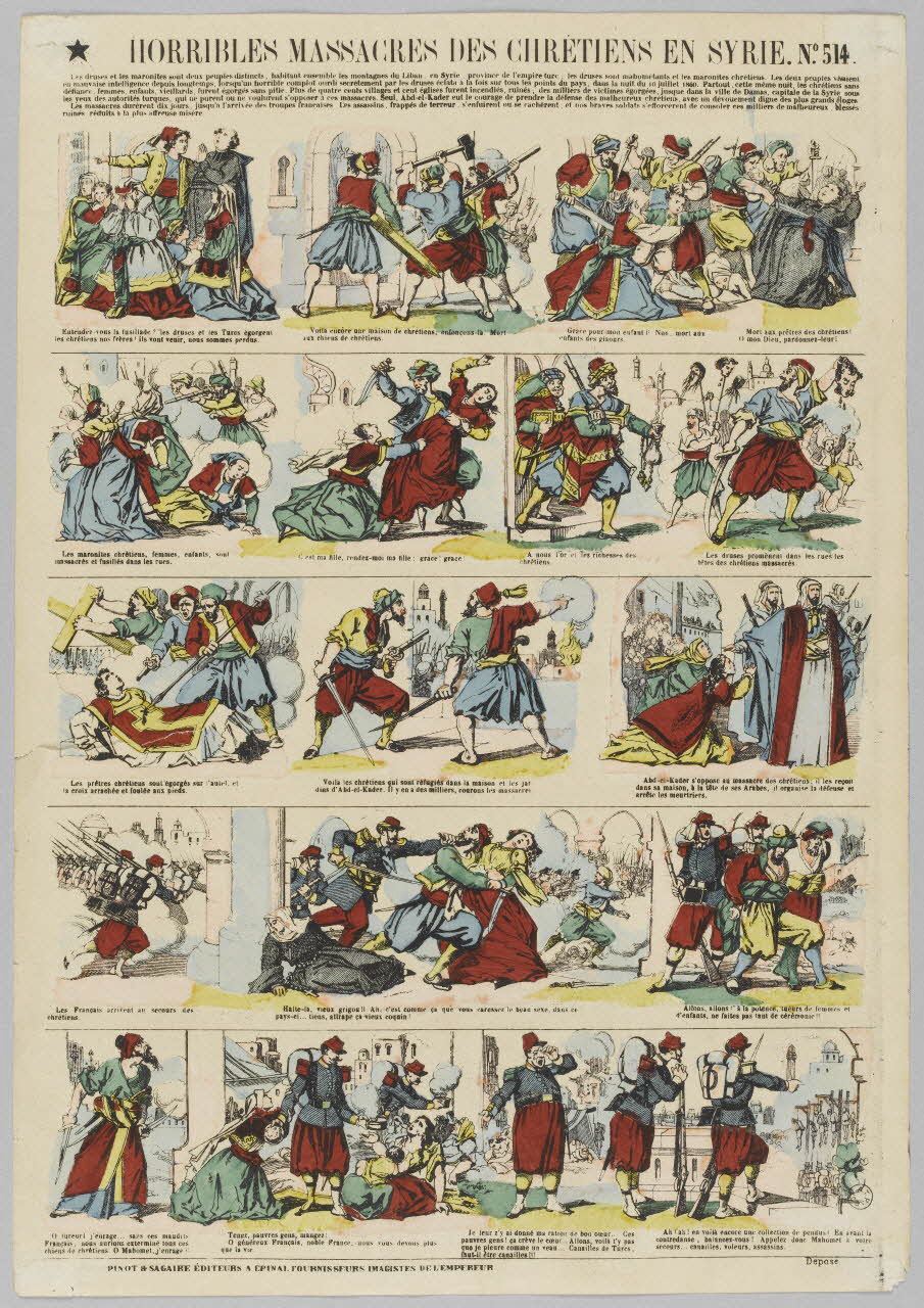 Pinot et Sagaire à registres (5) HORRIBLES MASSACRES DES CHRETIENS EN SYRIE. Lorraine, France 1860-1872 1953.86.1052 Photo RMN-Grand Palais (Mucem)